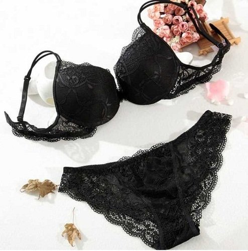 Deep Round Push-up Bra And Bikini Panty Set