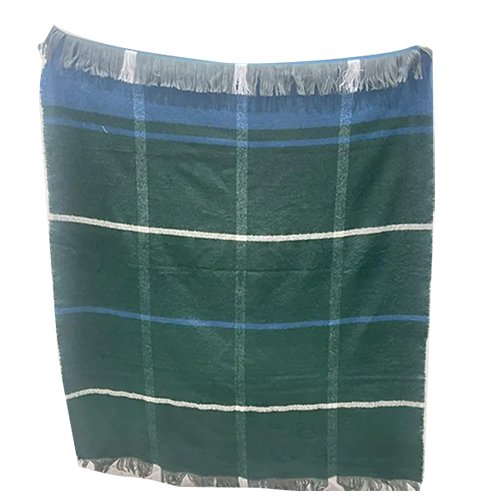 Green Checked Stole In Viscose And Cotton Fabric - Color: Multicolor