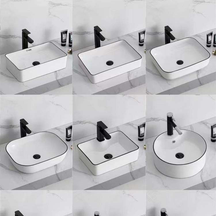 Ceramic Rectangular Countertop Bathroom Sink
