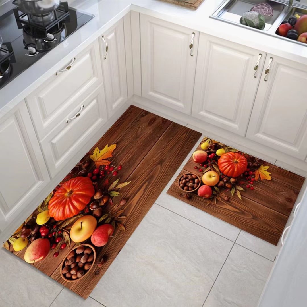Factory Direct Popular Kitchen Waterproof Mat 2 Pcs Set Soft Texture Durable 3D Print Vegetable Kitchen Anti Fatigue Floor Mat