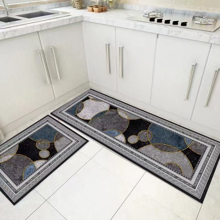 China Supplied High Quality Latest Designs Crystal Velvet Easy To Clean 2 Pc Kitchen Mats For Kitchen Floor