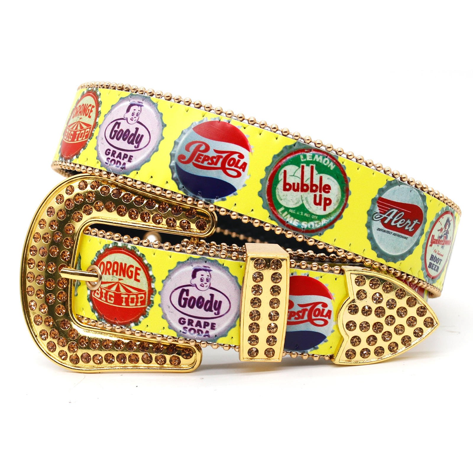 Factory Original Design Men Unisex Beer Cap Pattern Printing Leather Belt Gothic Punk Hip Hop PU Leather Waist Belt