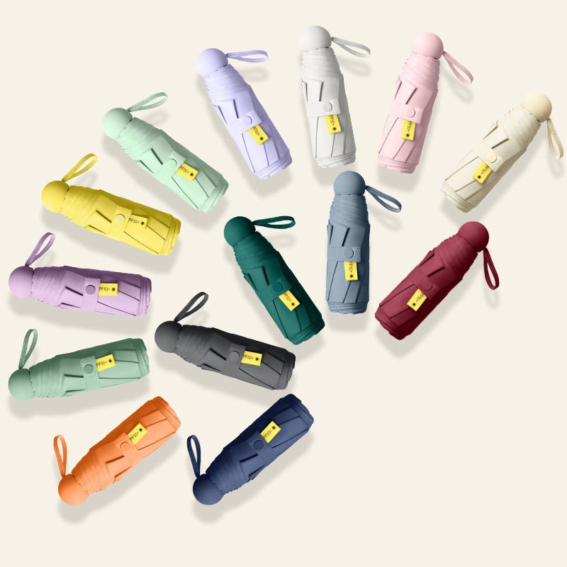 Wholesale Mini Pocket Capsule 5 Folding Umbrella Portable Travel Women Sunshade Black Coating Umbrella Waterproof Small Umbrella