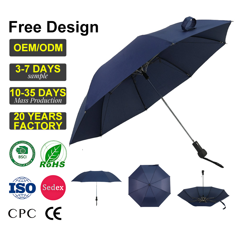 Waterproof Fully-Automatic Dual-Folding 21 Inches Full Metal Frame Custom Business Gift Umbrella for Hotels