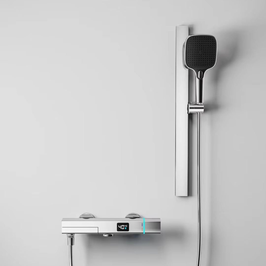 2026 New Design Modern Temperature Display Bathroom Shower System Set Folding Wall Mounted Bathtub Shower Faucet for Hotel Home