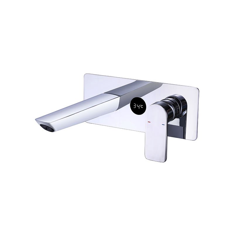 Digital Display Single Hole Concealed Basin Faucet-Modern Wall-Mounted Mixer Ceramic Valve Core for Hotel Bathroom