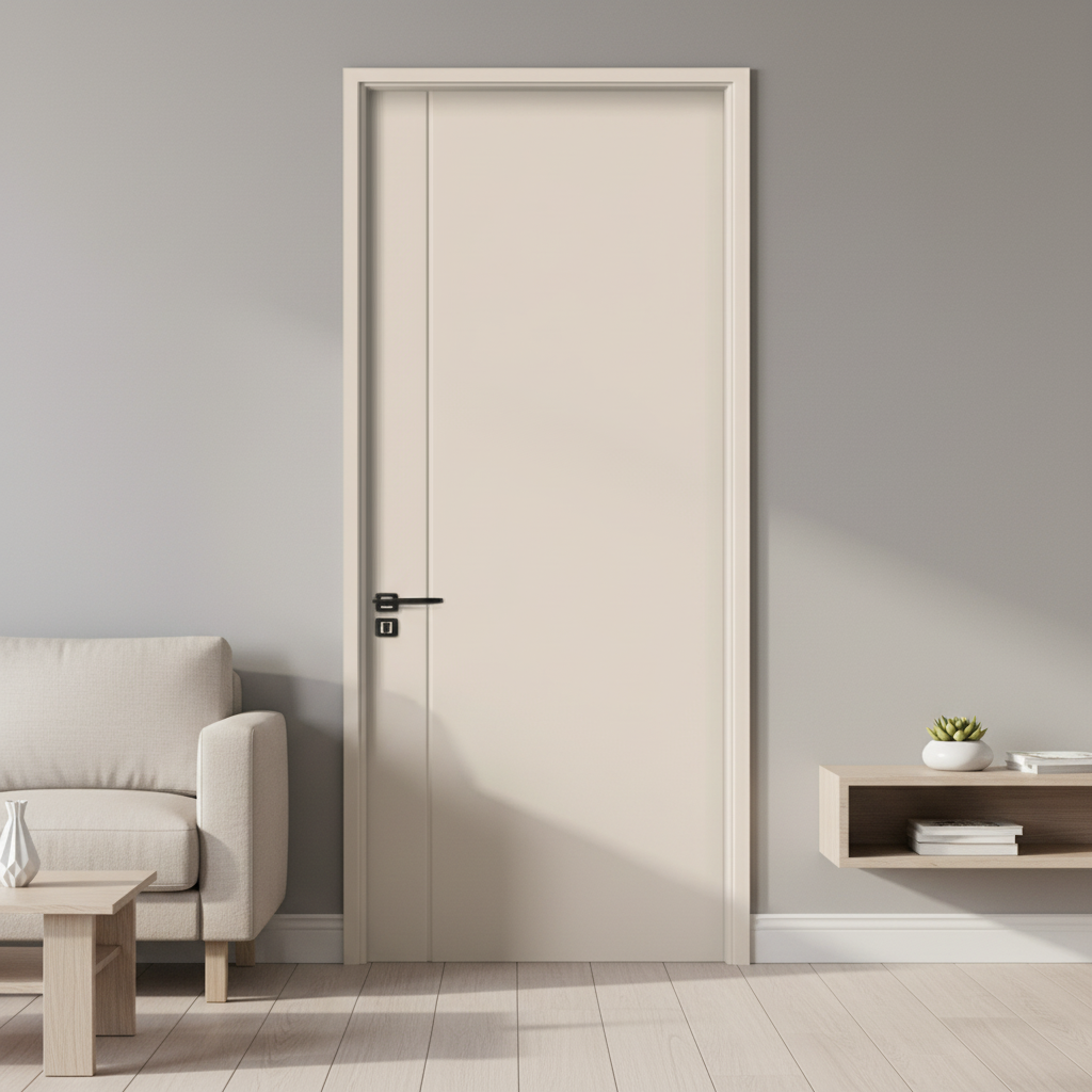 Cost-effective Eco-friendly Simple Carved Lines Flat Melamine Interior Wooden Doors for Apartment Flash Doors Interior for Hotel