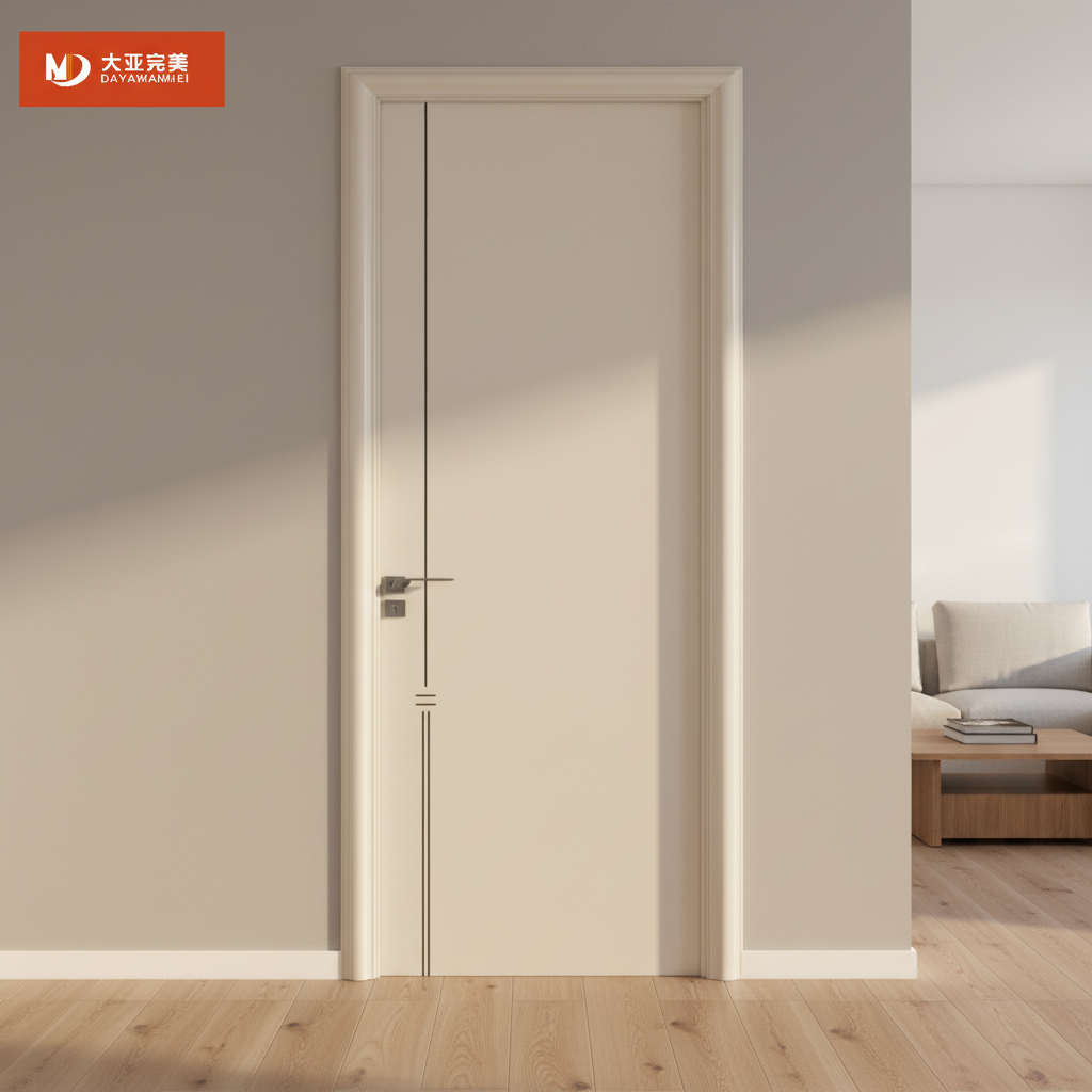CE Certificated Eco-friendly Melamine or PVC Veneer White Paint-free 36 X 96 Interior Door with Minimalist Carved Lines for Room