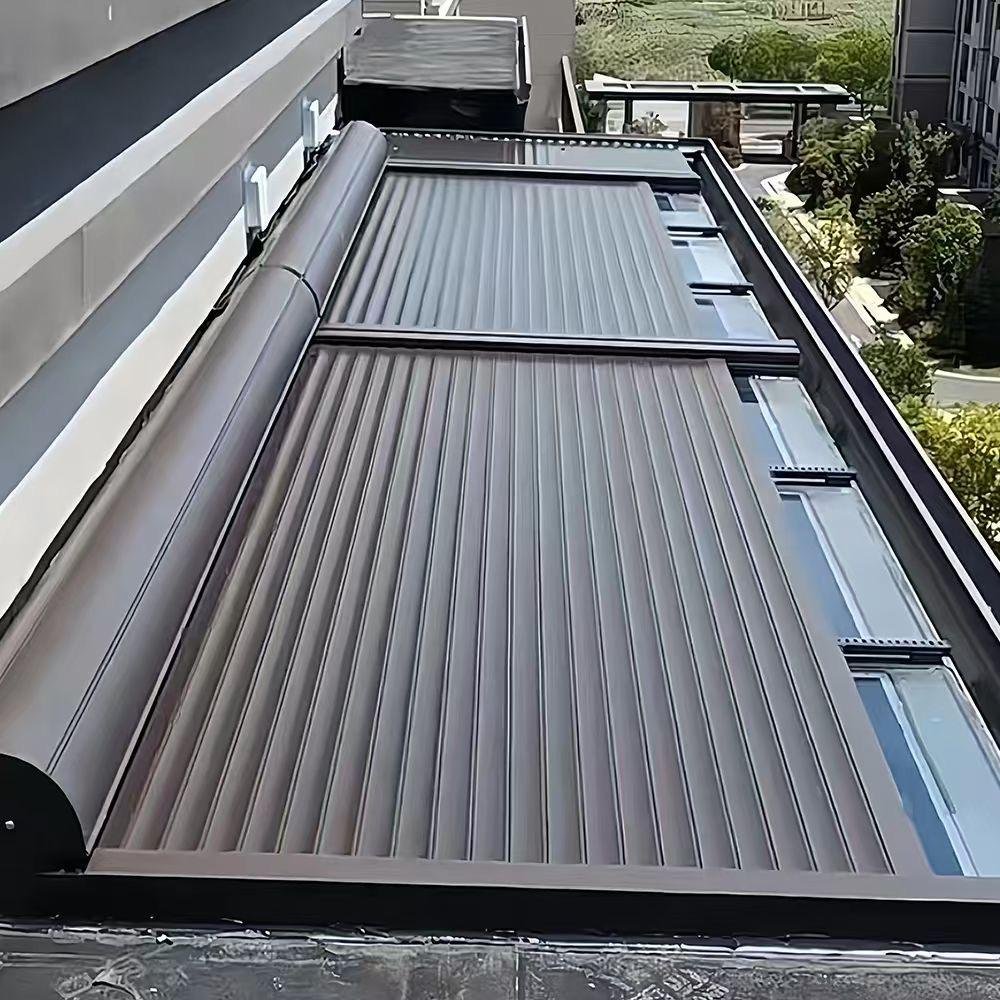 Aluminum Alloy Modern Waterproof Electric Roller Blinds for Outdoor Terrace Louver Skylight Roof