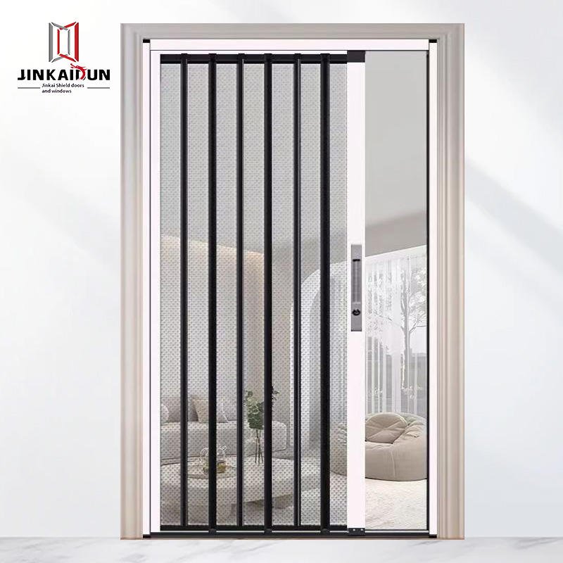 Jin Gang Wire Mesh Folding Screen Door Anti-theft and Mosquito/Insect-proof Cat and Dog Aluminum Alloy Screen Door