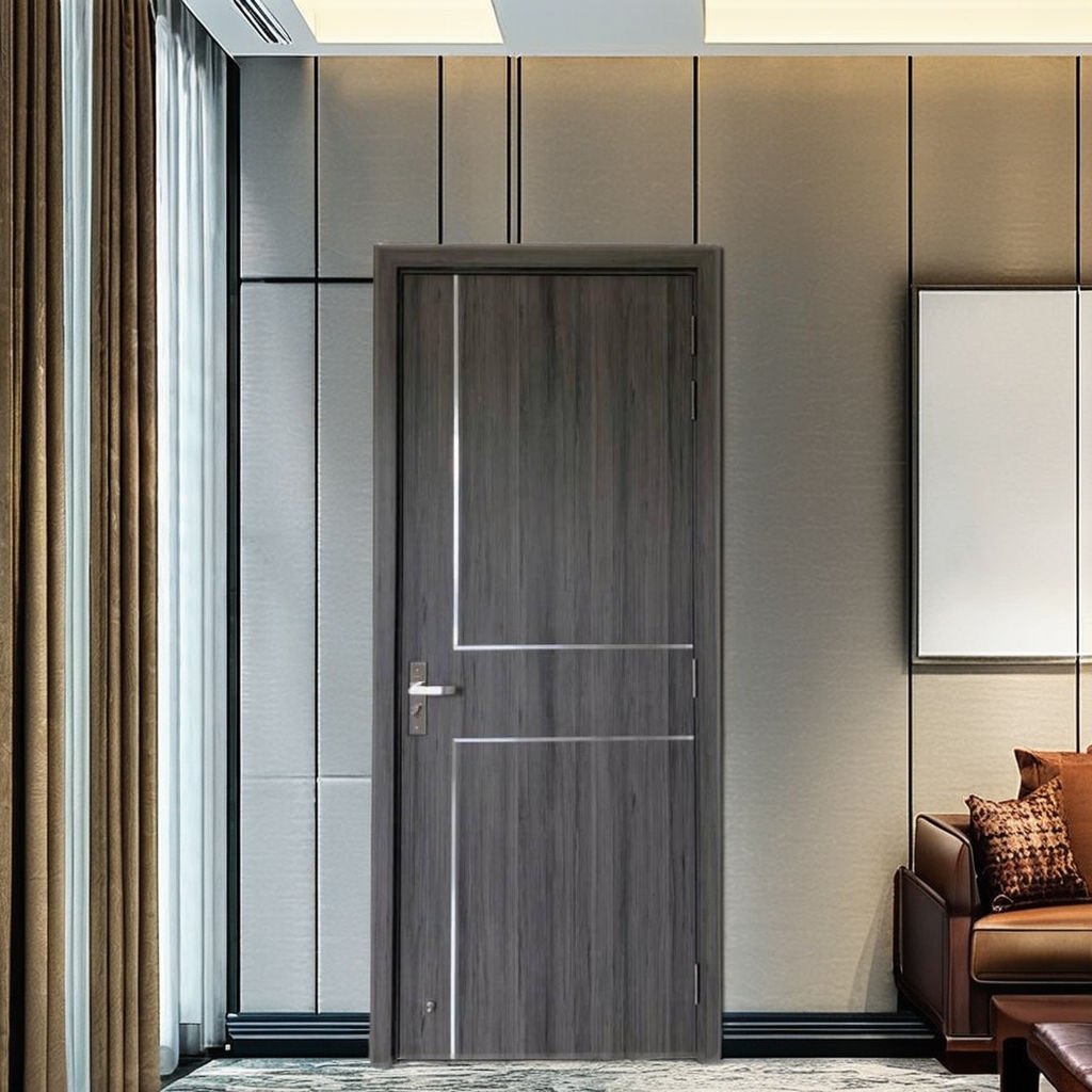 Modern Style WPC Interior Flush Slab Doors New Design Waterproof Composite Finish for Bedroom Bathroom Kitchen-Wholesale