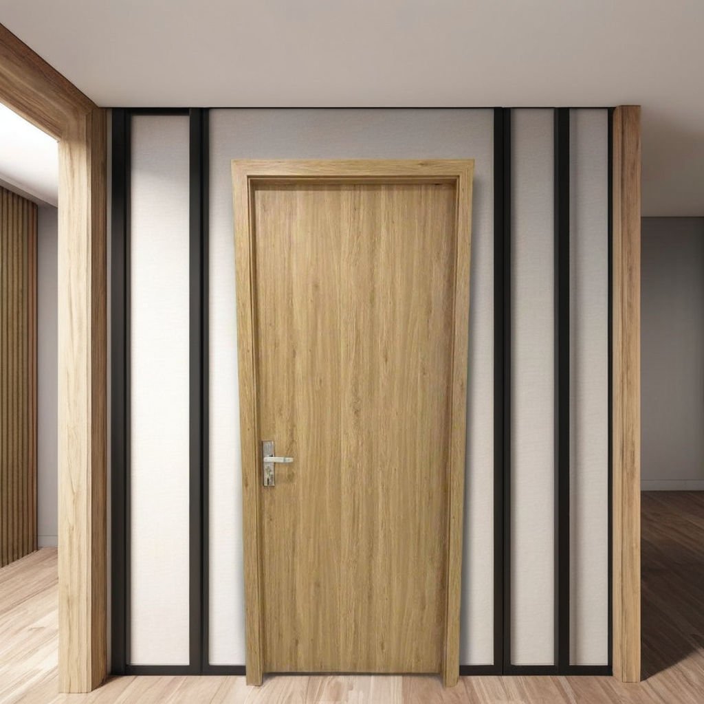 Latest Design 2025 WPC Door with PVC Cover Finished Surface Waterproof Bathroom Use Push-Pull Single Swing Interior Door