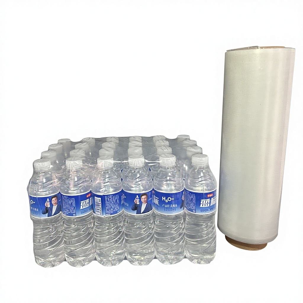 Custom PE Heat Shrink Plastic Wrap Shrinkable Rolls Clear Polythene Wrapping for Coffee Juice Wine Mineral Water Shrink Film