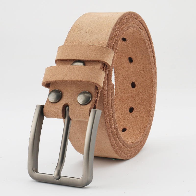 High Quality Factory Made Waist Belts 3.8cm Wide Genuine Full Grain Leather Cowhide Pin Buckle Real Leather Belt for Man