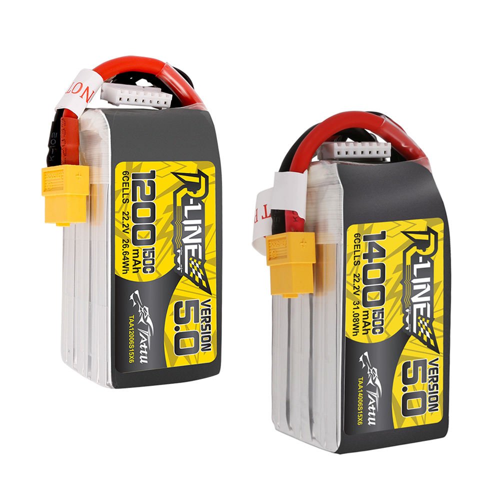 TATTU R-Line Version 5.0 V5 22.2V 1200mAh 1400mAh 150C 6S1P Battery for RC Quadcopter XT60 Plug