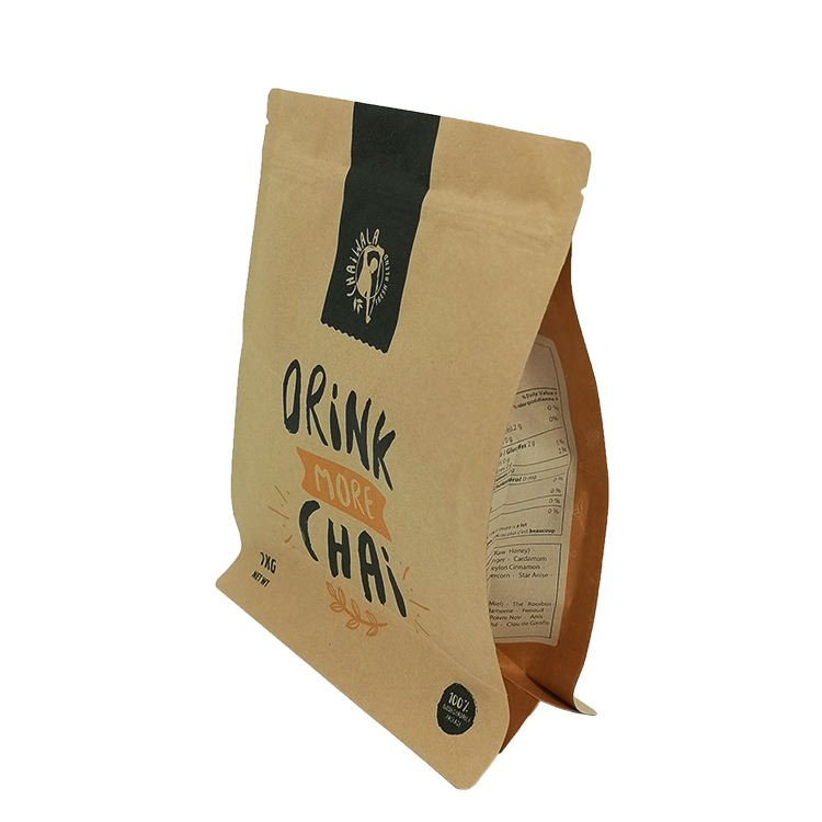 Kraft Paper Packaging Printing Flat Bottom Pouch Customized Size and Color