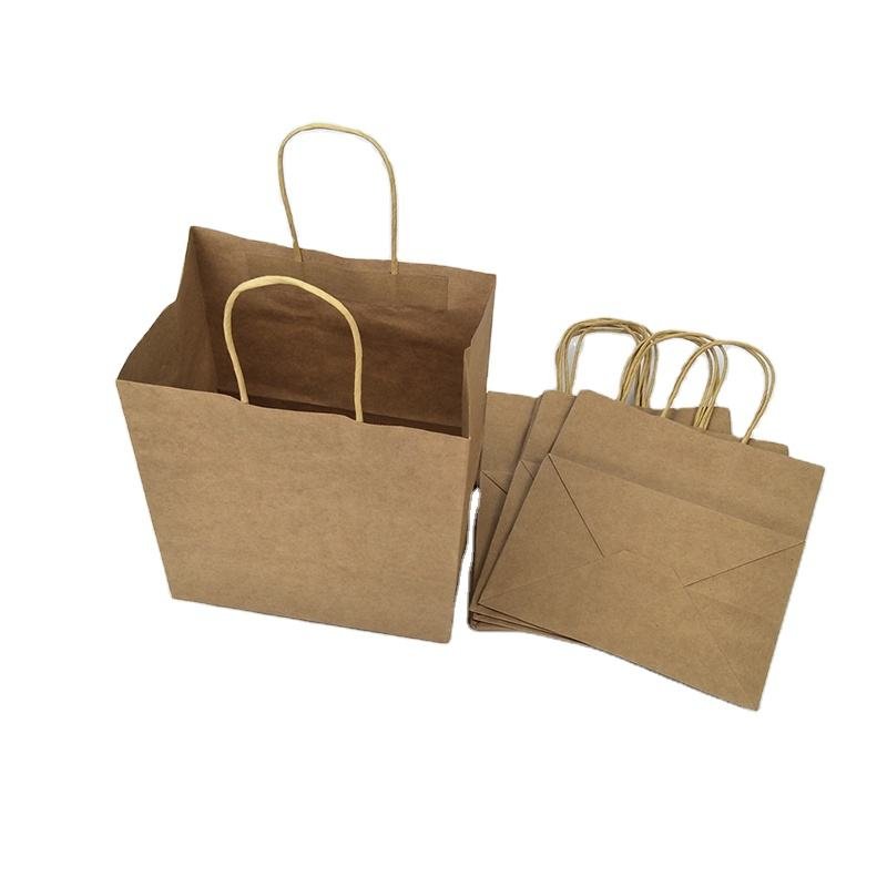 Eco-Friendly Biodegradable Personalised Kraft Paper Bags Luxury Customized with Twisted Handles for Food Packaging