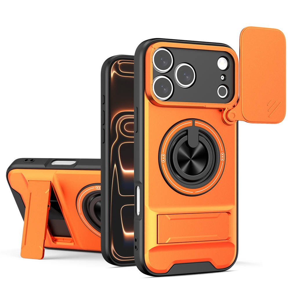 High Quality Slide Camera Lens Protection Magnetic Phone Case for iPhone 11 12 13 14 15 16 Pro Max 17 Air Case with Stand Holder
