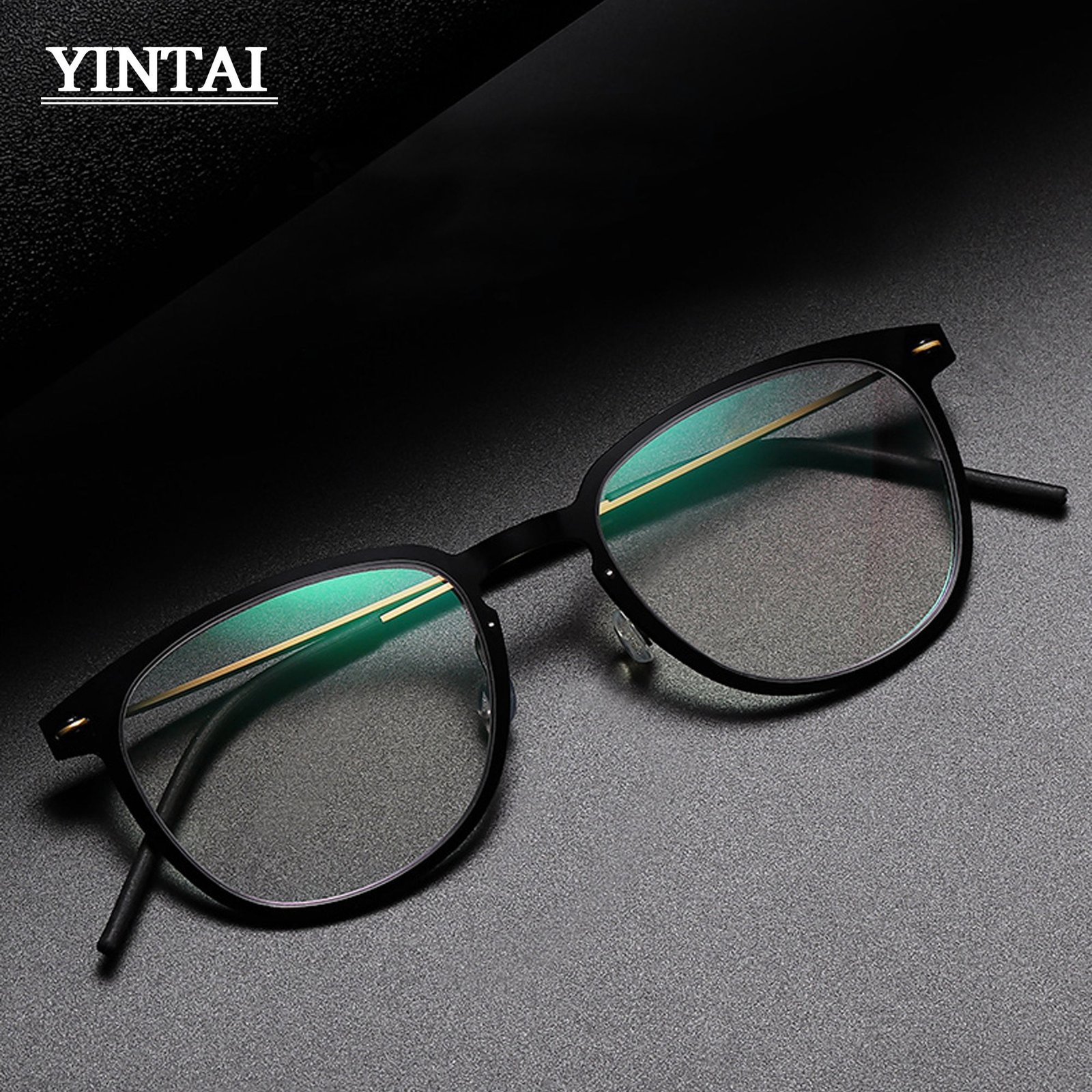Wholesale Fashionable Full Rim Round Eye Glasses Titanium Lightweight Comfortable Design Black Gold Luxury