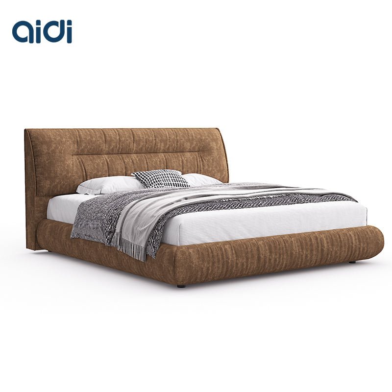 Factory Wholesale Comfortable Minimalist Headboard Bed Frame Double Size Bedroom Set