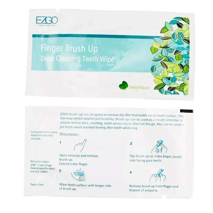 Wholesale Customized Logo Dental Eco Finger Effective Whitening Teeth Wipes Mint Flavor CE ISO Certified OEM/ODM/Private Label