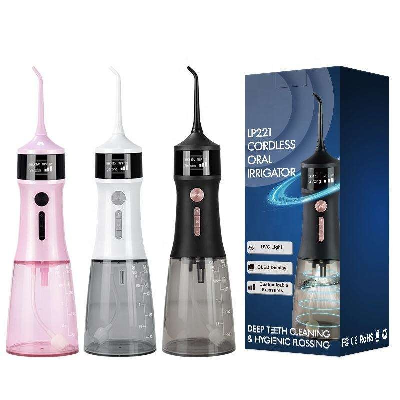 LP211 335mL Cordless Electric Portable IPX7 Waterproof Plastic Handheld Water Flosser 3 Pressure Levels Battery Operated Oral