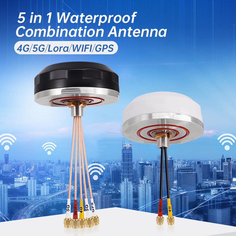 Waterproof Outdoor Low Profile 5 in 1 Omnidirectional Screw Mount Combo GPS WIFI 4G LTE MIMO 5G Puck Combination Antenna