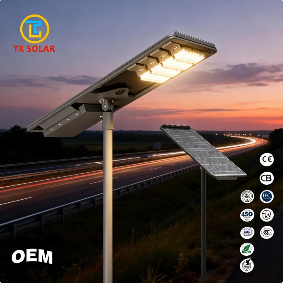 High Brightness All-in-One Solar Street Light with Motion Sensor IP66 Waterproof CE Certified Solar LED Road Light