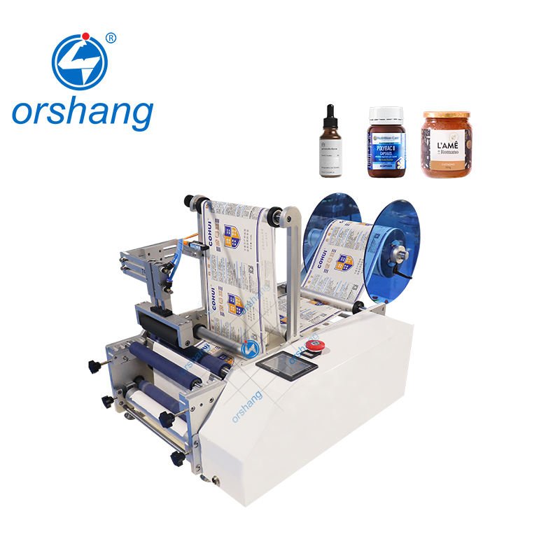 Orshang Electric Semi-Automatic PLC Controlled Self-Adhesive Touch Screen Labeling Machine for Bottles Wood Packaging 0.5mm