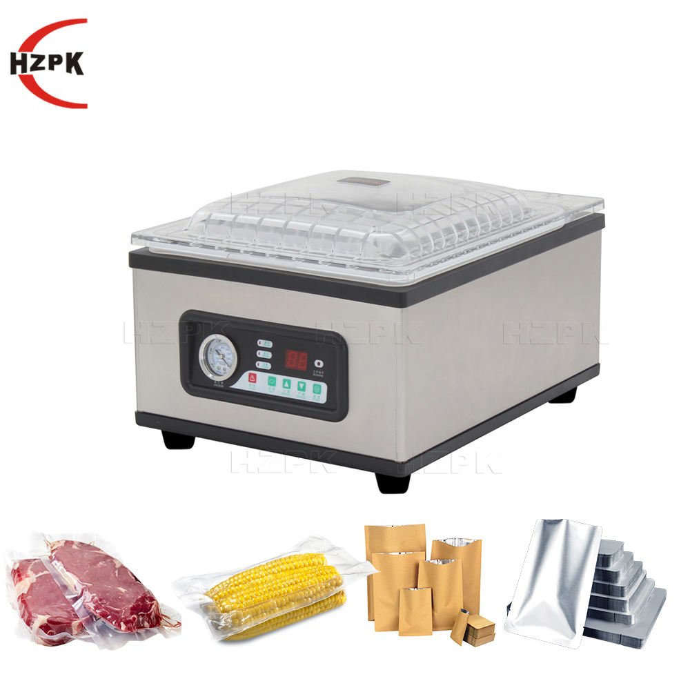 HZPK DZ-260D Small Stainless Steel Semi-Automatic Vacuum Packaging Machine for Food Meat and Plastic Bags