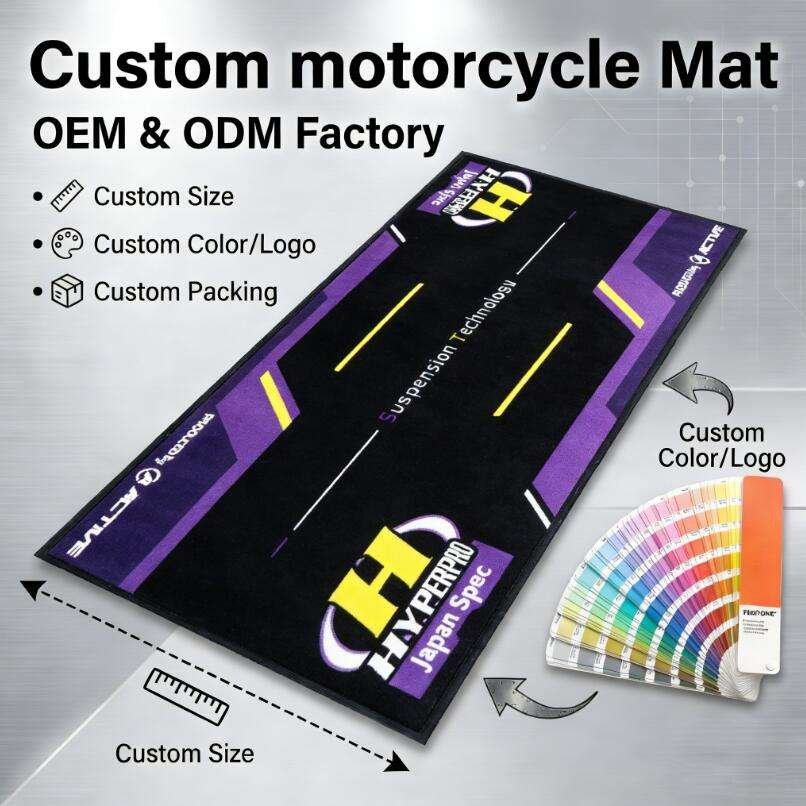 Custom Logo Carpet Parking Motorbike Racing Pit Mat Motorcycle Nylon Rubber Rug Carpet with Logo Floor Garage Mat Carpet