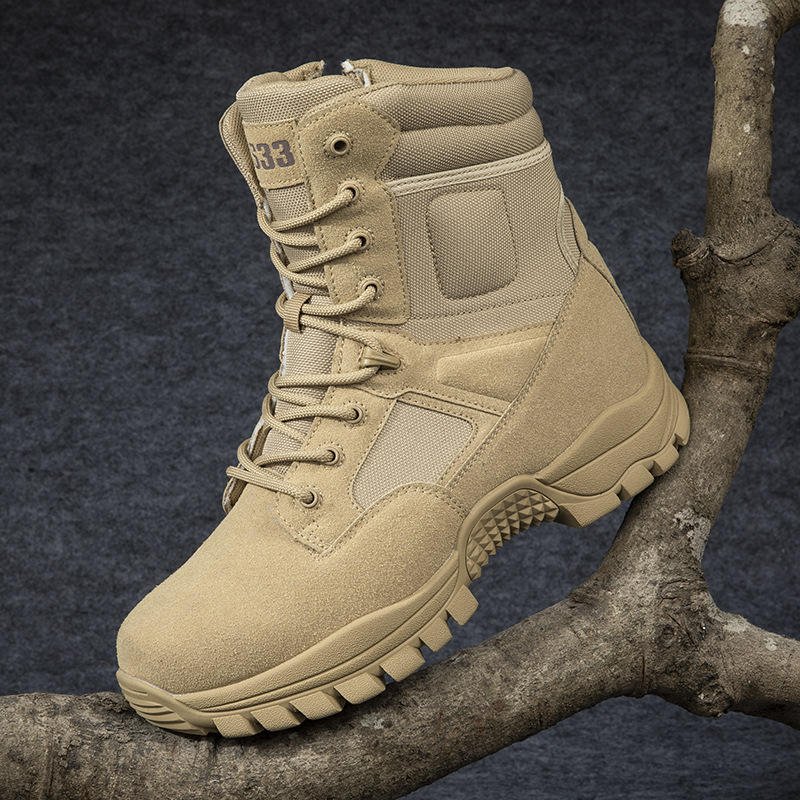 Men's Desert-Style Tactical Boots Outdoor Hiking Mountaineering Shoes Breathable Waterproof Rubber Flexible for Winter