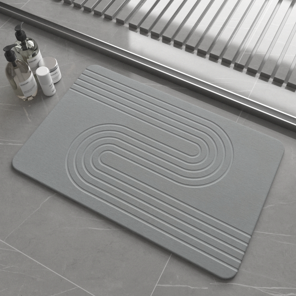 Premium Water Absorbent Mat Engraved Diatom Bathroom Bath Mat Stone Quick Dry