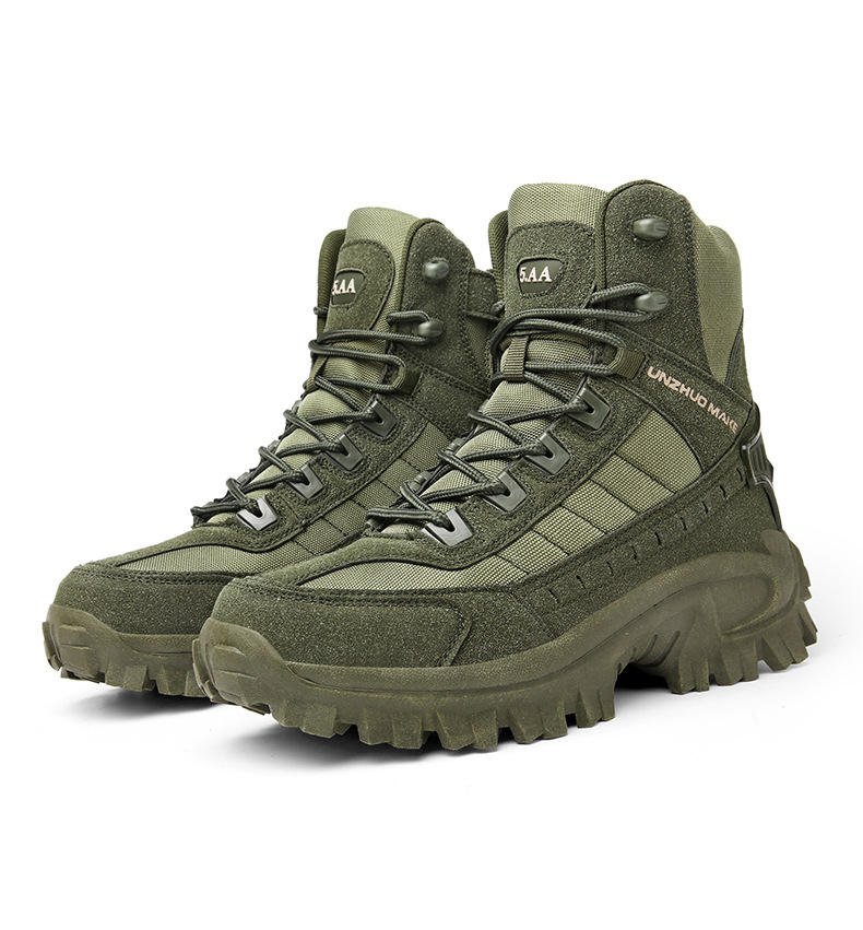 Men's Genuine Leather Waterproof Hiking Shoes for Summer Safety Woodland Boots Cotton Lining for Mountain Climbing Packaged Poly