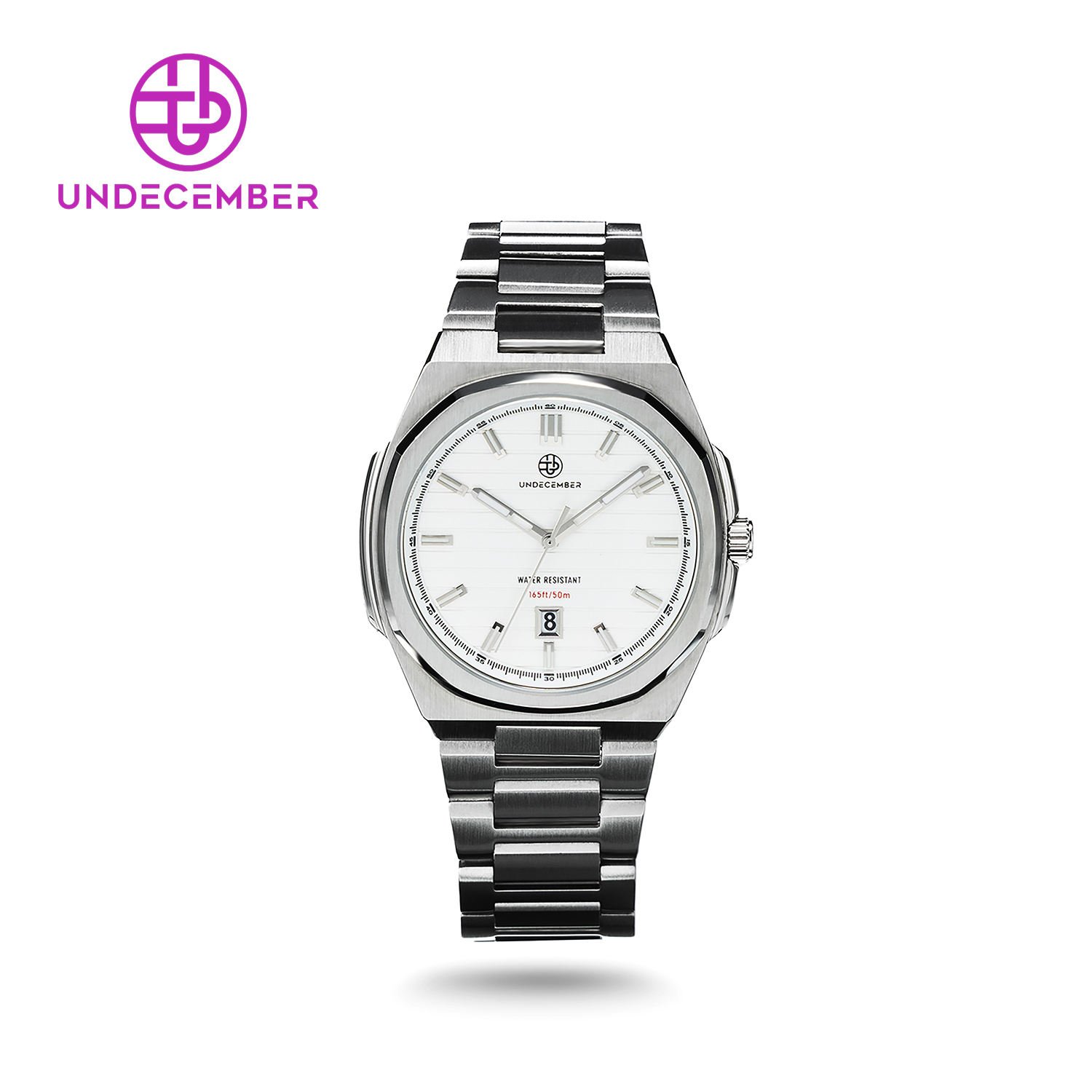 Undecember ODM/OEM Men's Etched Dial Quartz Watch 304 Stainless Steel 5 ATM Water Resistant Watch with Date Function