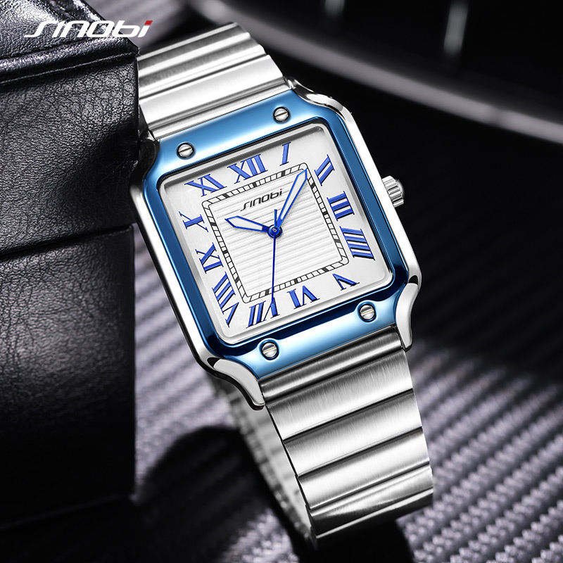 SINOBI S9983G Luxury Business Casual Watch Quartz Stainless Steel Alloy Dial 40mm Waterproof Calendar Function Folding Clasp