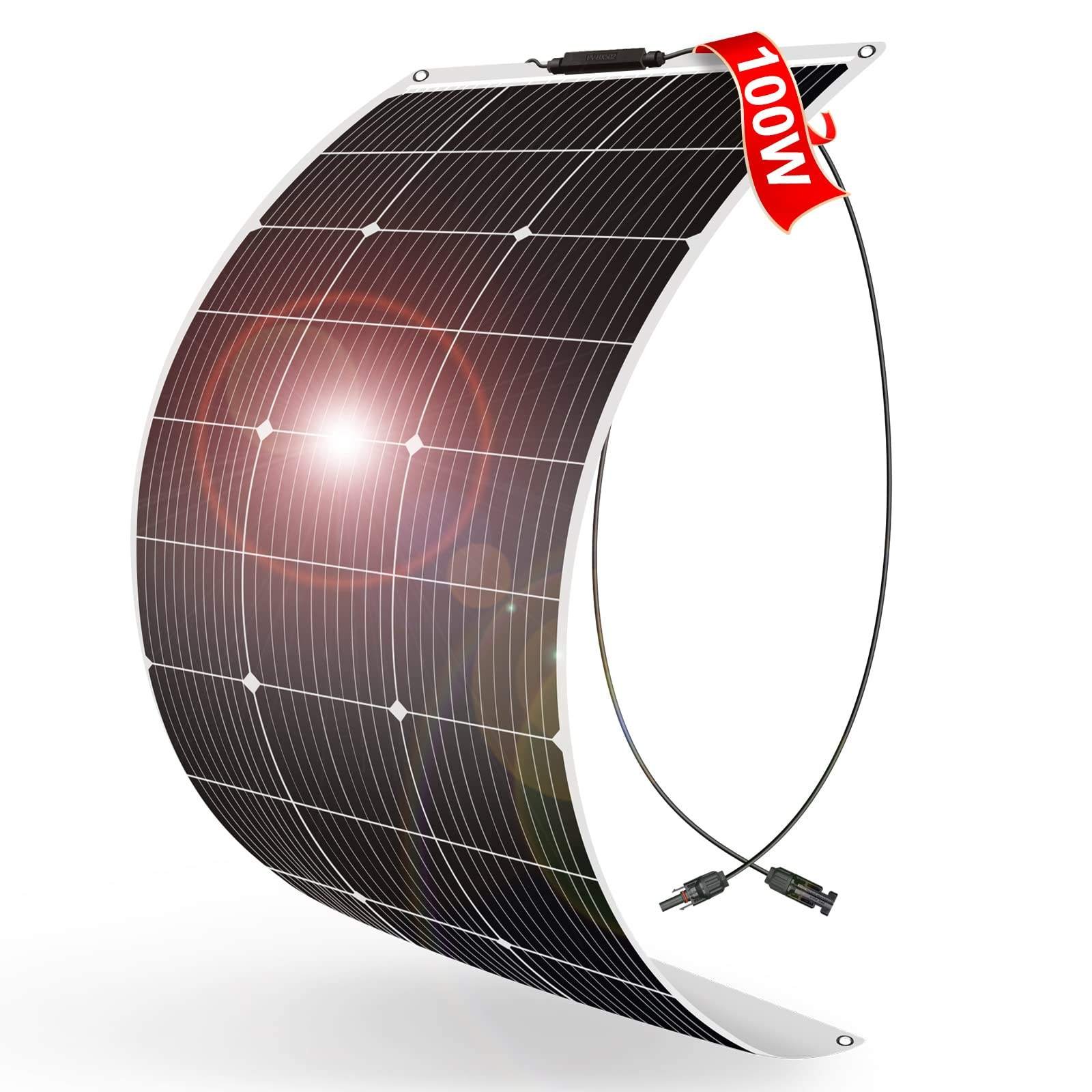 Dokio Semiflexible 12V 100W Flexible Mono Solar Panel for Car Battery & Boat & Home 200w 400w 1000w Panel Solar