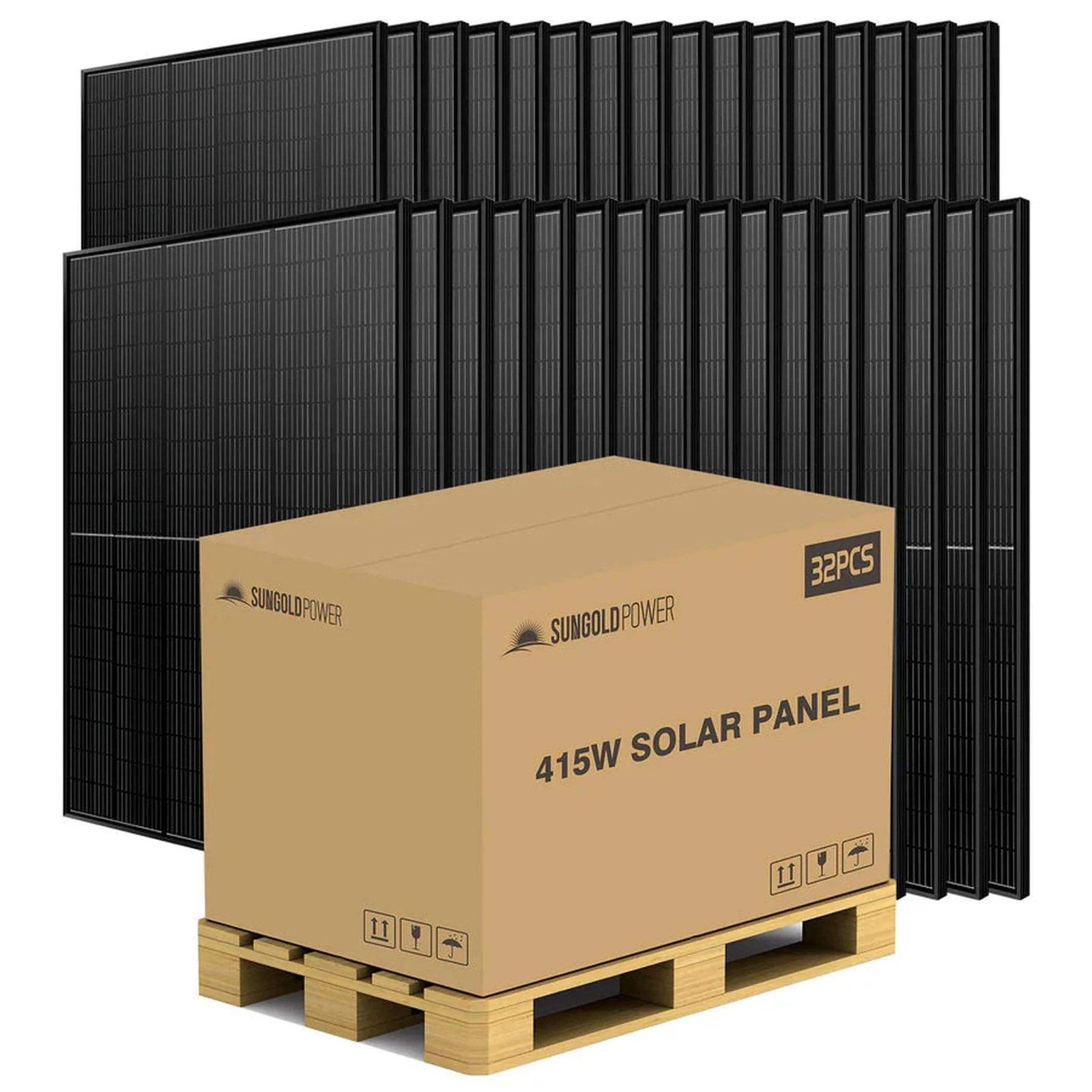 EU Monocrystalline Silicon All Black Solar Panel Full Pallet (32 Panels)