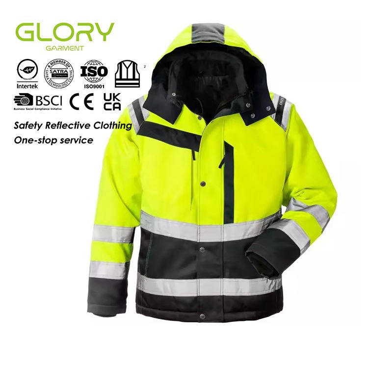 Winter Waterproof Worker Security Clothing Coat Mechanical Men Hi Vis Custom Construction Workwear Reflective Safety Work Jacket