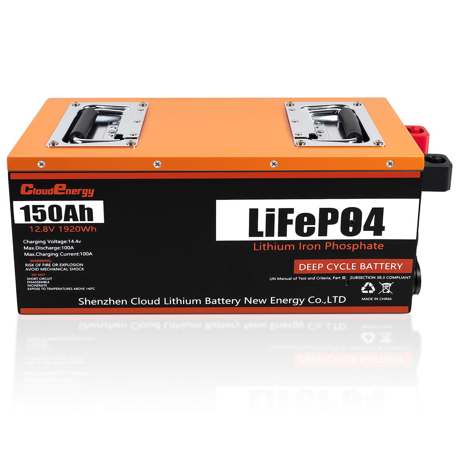 LiFePO4 Deep Cycle Battery 12V 150Ah with Built-in 100A BMS, Perfect for RV, Solar, Marine