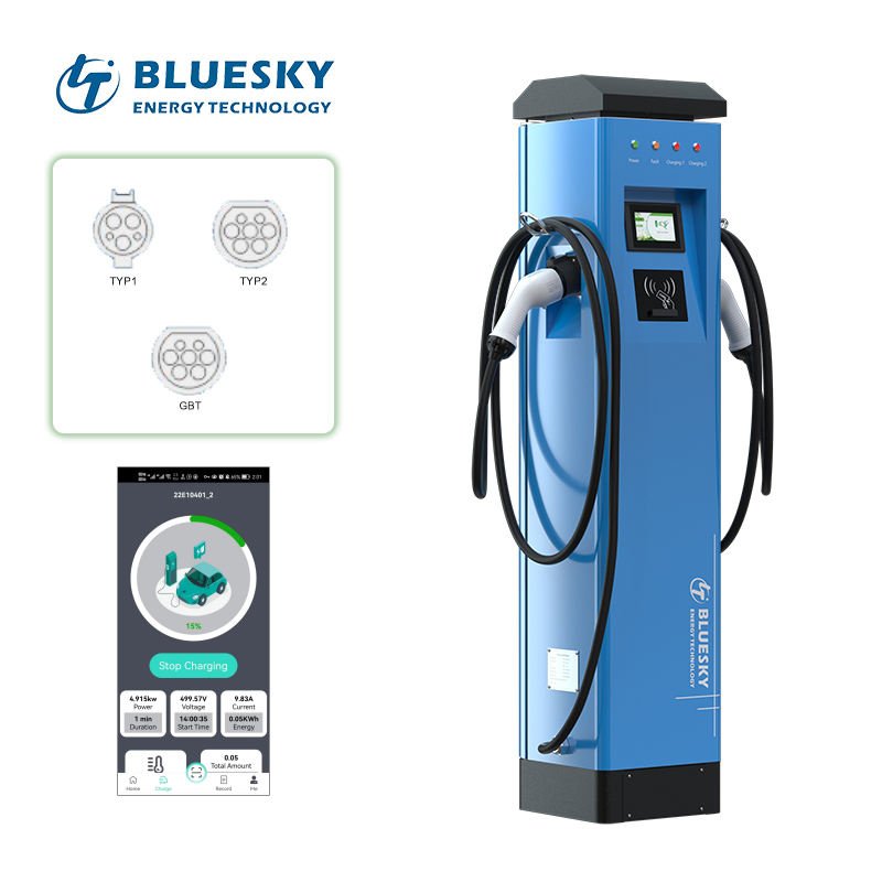 BLUESKY BSEC7KW 7KW AC OCPP 1.6 Type 1/Type 2 Electric Vehicle Charging Station One Plug Ground-Mounted 380V Input