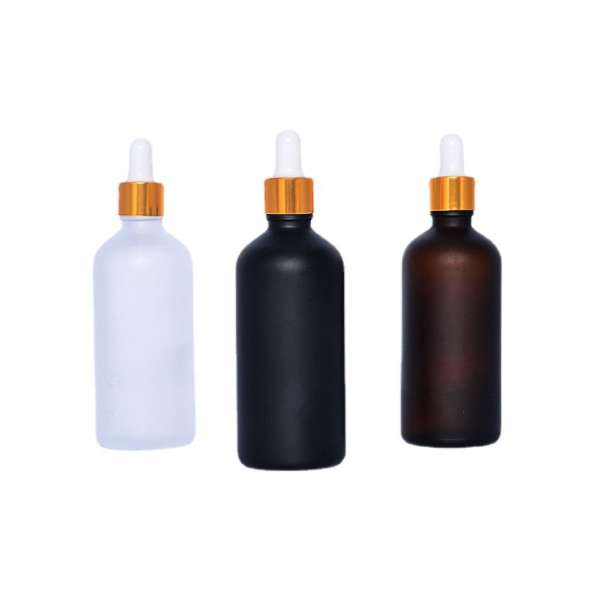 Matte Frosted Black Glass Dropper Bottle 5ml-120ml Sizes for Essential Oils Facial Cleanser Mascara Wigs with Screen Printing