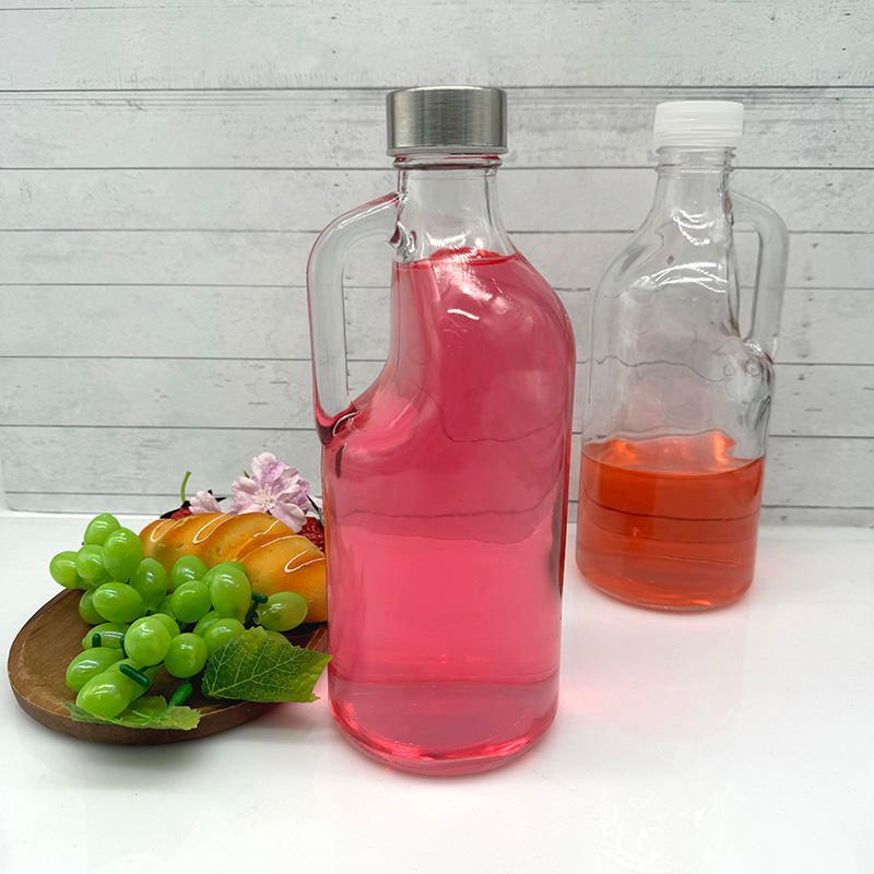 1000ml Clear Glass Beverage Bottle With Handle for Homemade Beverage Ice Tea Milk Serving Wine