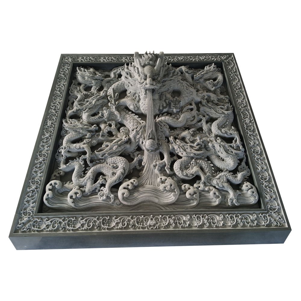 35 Years Experience Factory Custom Wholesale Green Granite High Relief Dragon Chinese Dragon Stone Reliefs Wall