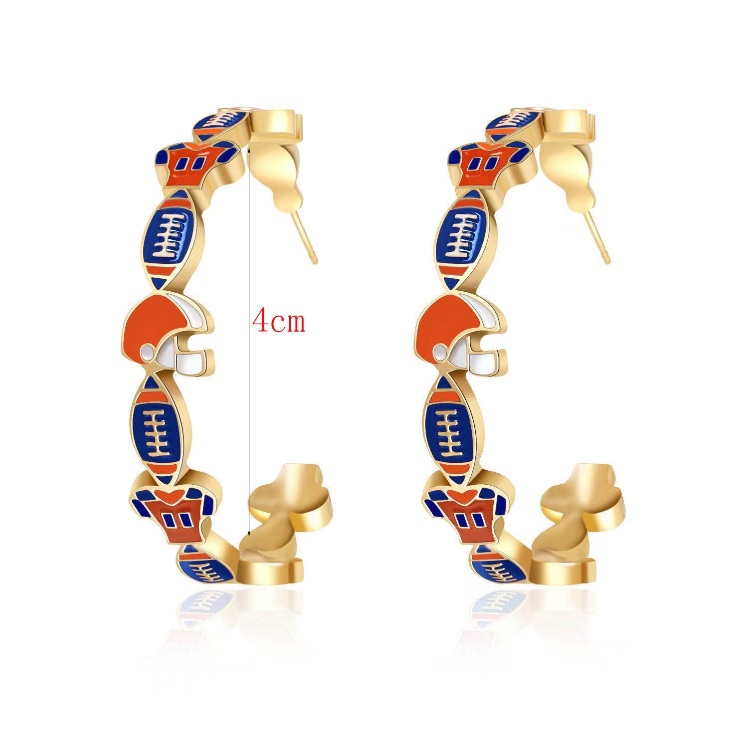 Trendy American Football Helmet Jersey Pattern Statement Earrings Fashion Game Day Colorful Rugby Large Hoop Earrings for Women