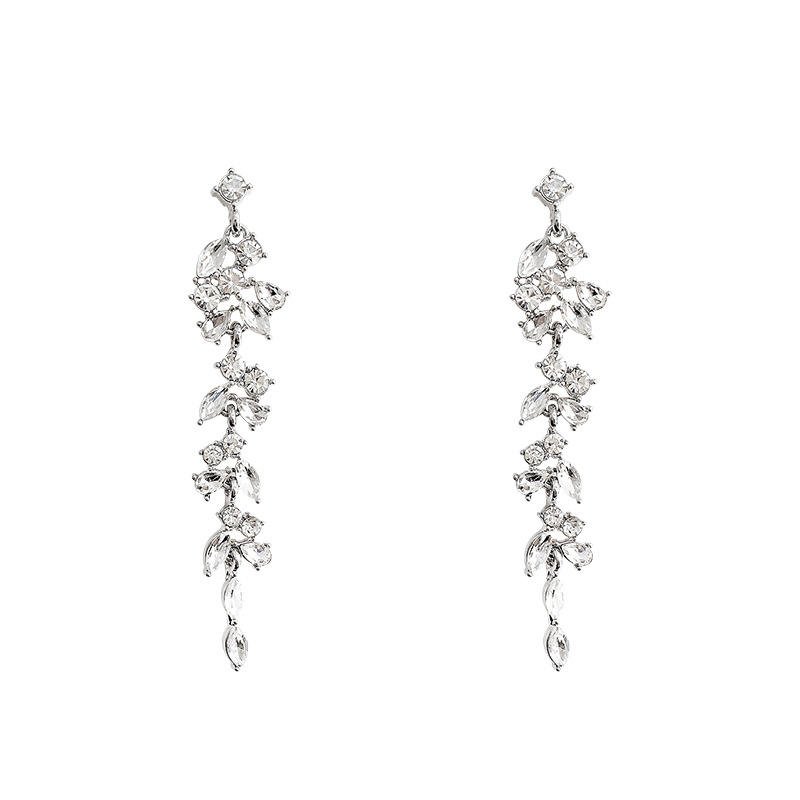 High-quality Exaggerated Light Luxury Temperament Unique Long Tassel Zircon Earrings for Women