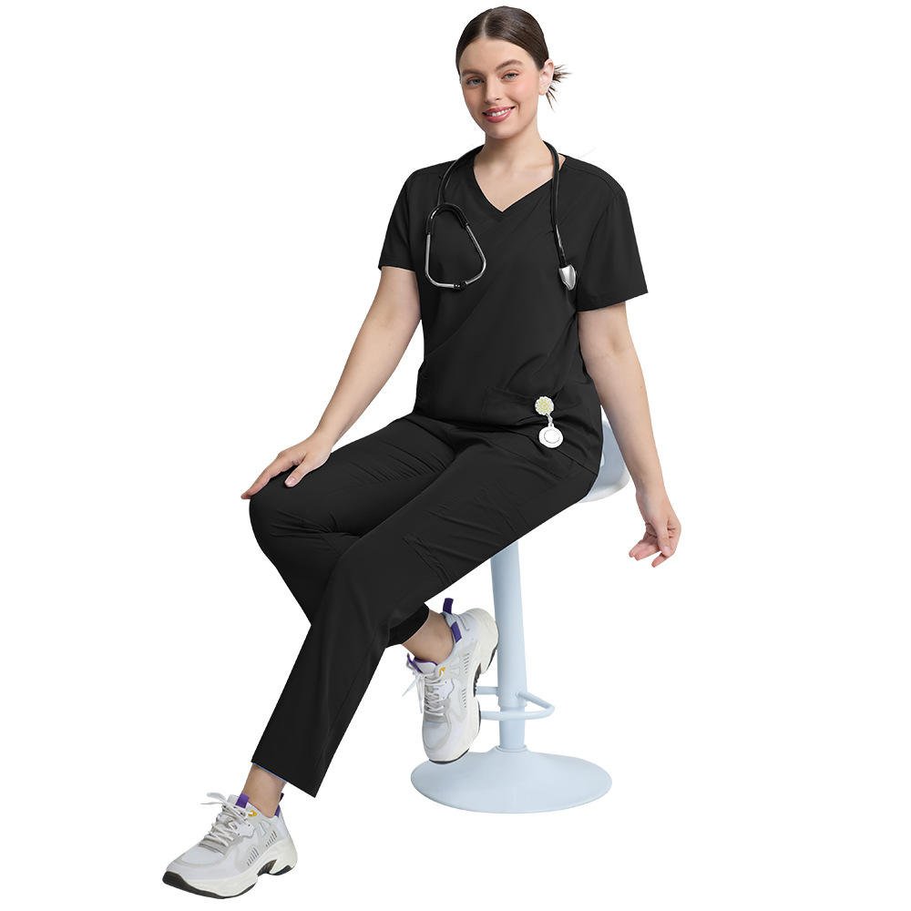 Nurses Hospital Uniforms Stretch Spandex Scrub Set With Pocket Nurse Uniform Doctor Surgery Overalls Beauty Salon Spa Uniform