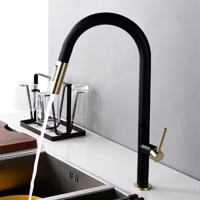 Modern Classic Single-Handle Pull-Out Kitchen Faucet 304 Stainless Steel Sink Tap Ceramic Hot Cold Water Single Hole Grifo De
