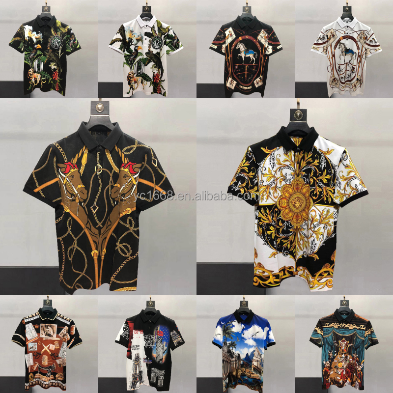 High Quality Men's American Plus Size Short Sleeve Polo Shirt Casual Sports Printed Cotton Embroidered T-Shirt