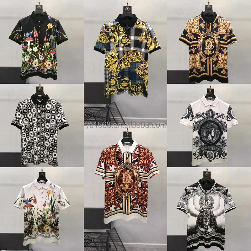 High Quality 100% Cotton Printed Embroidery Men's Clothing Casual Personality Luxury Men's Polo Shirt T-shirt